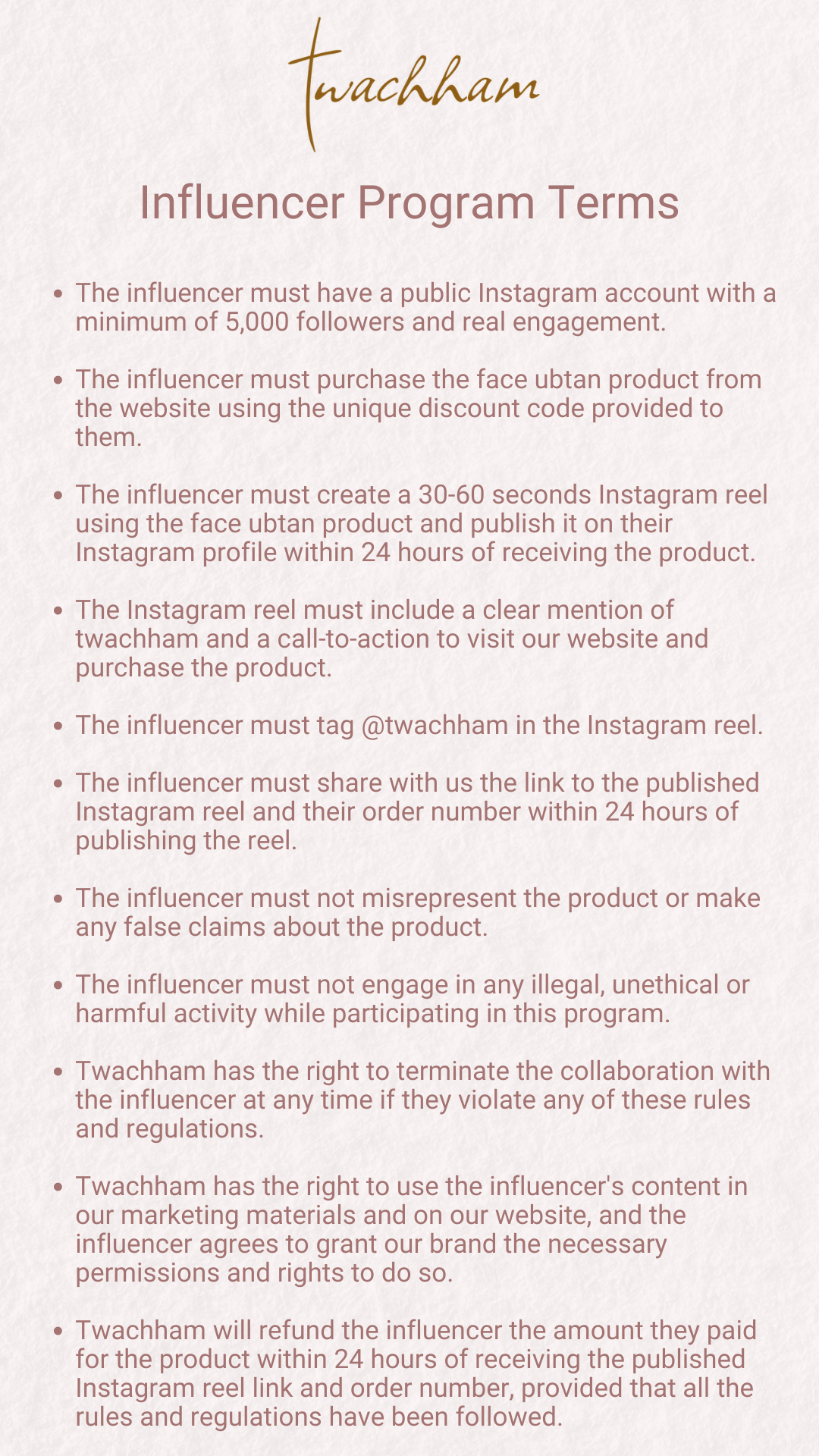 twachham influencer rules